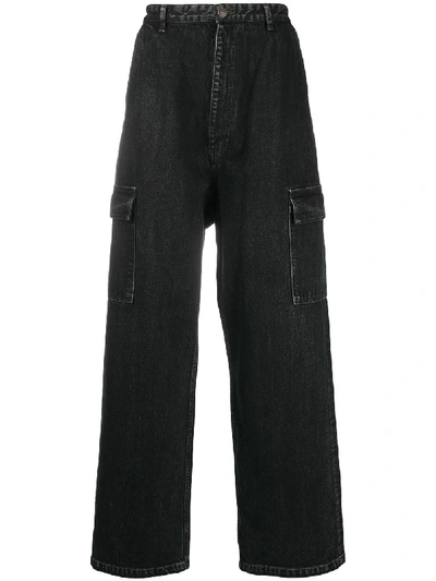 Shop Balenciaga Wide-leg Cargo Jeans In Black