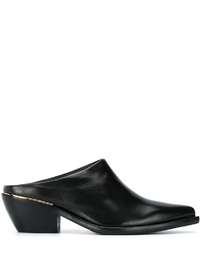 Peserico Pointed Toe Block Heel Mules In Black | ModeSens