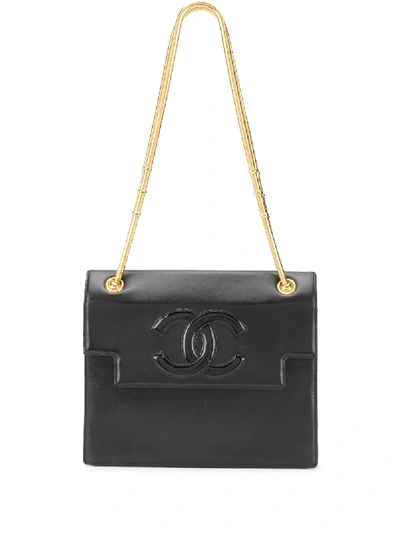 Pre-owned Chanel Logo压纹单肩包 In Black