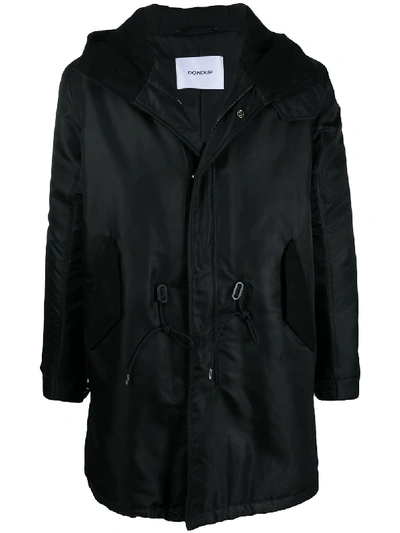 Shop Dondup Drawstring-waist Hooded Coat In Neutrals