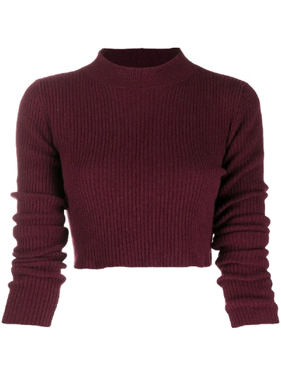 Shop Andamane Gerippter Cropped-pullover In Red