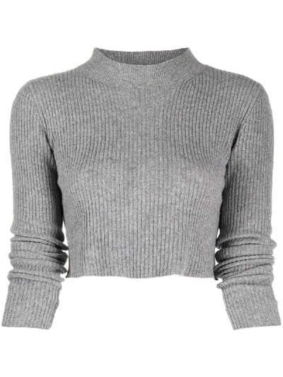 Shop Andamane Ribbed-knit Cropped Jumper In Grey
