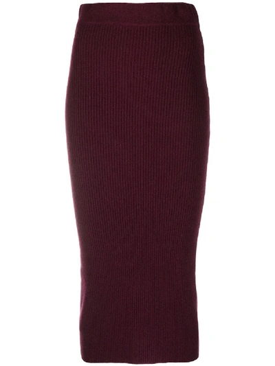 Shop Andamane Ribbed-knit Pencil Skirt In Red