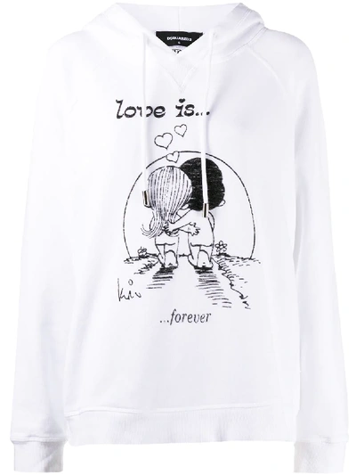 Shop Dsquared2 Graphic-print Drawstring Hoodie In White