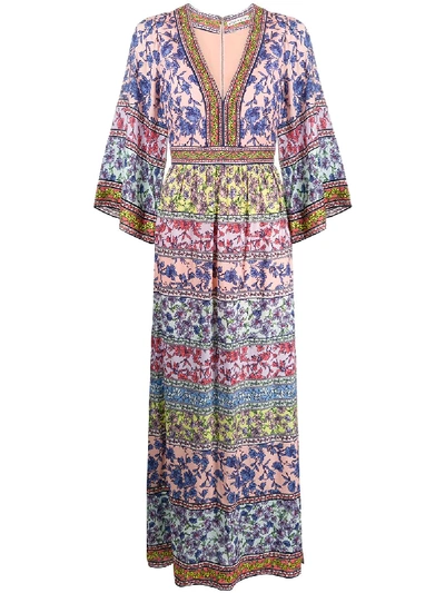 Shop Alice And Olivia Lena Panelled Maxi Dress In Pink