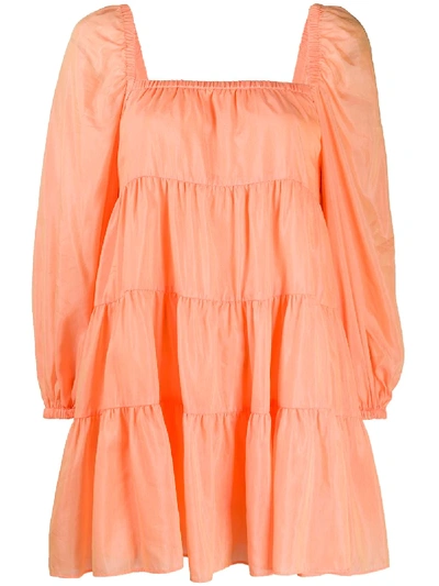 Shop Alice And Olivia Rowen Tiered Mini Dress In Orange