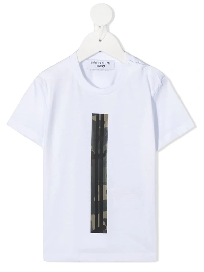 Neil Barrett Camouflage Stripe Print T-shirt In White