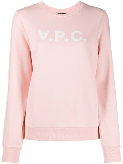 Shop Apc Logo Print Sweatshirt In Pink
