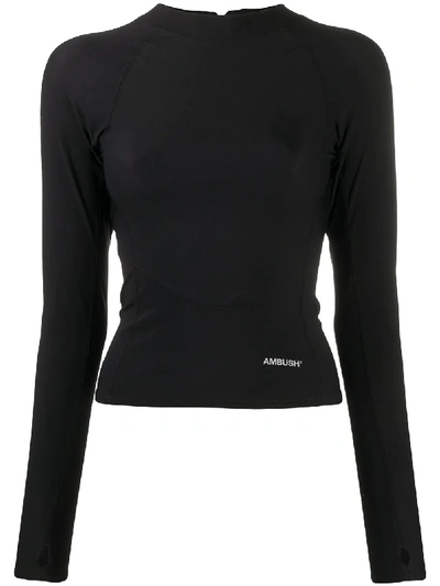 Shop Ambush Zip-up Long-sleeve Top In Black