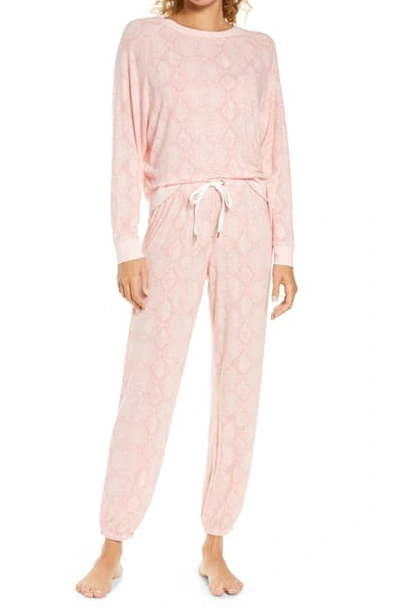 Shop Honeydew Intimates Star Seeker Brushed Jersey Pajamas In Alabaster Python