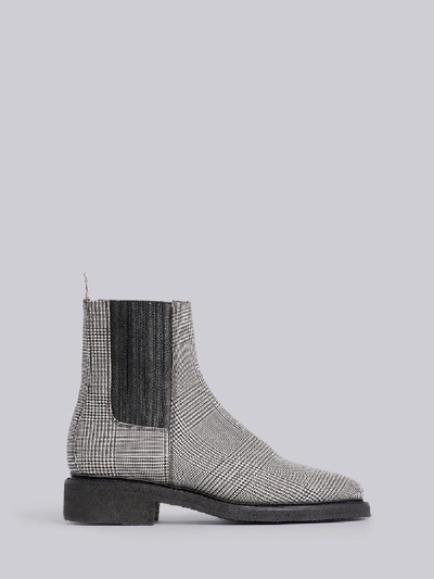 Shop Thom Browne Black And White Prince Of Wales Crepe Sole Chelsea Boot