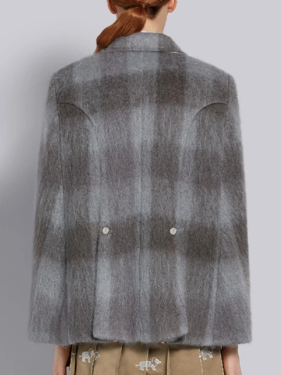 Shop Thom Browne Medium Grey Hairy Mohair Buffalo Check Double Breasted High Break Cape