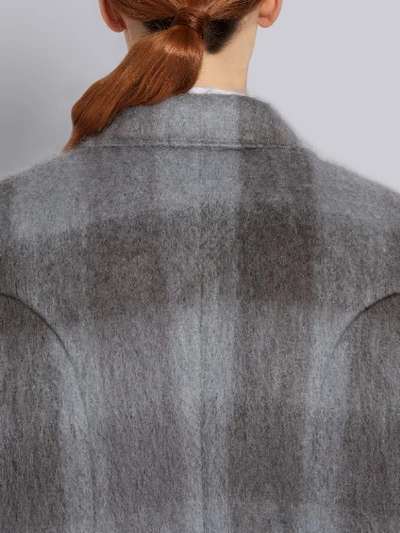 Shop Thom Browne Medium Grey Hairy Mohair Buffalo Check Double Breasted High Break Cape