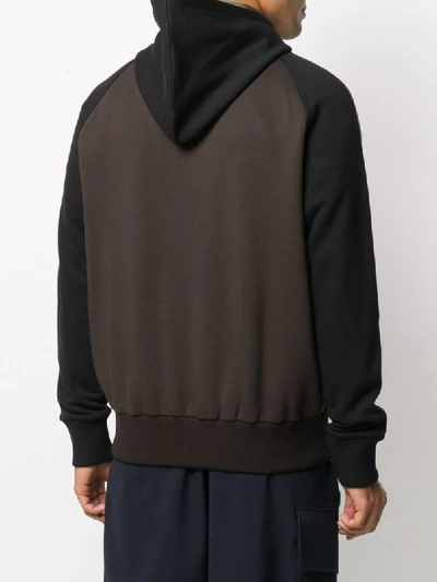 Shop Fendi Ff Logo Stripe Hoodie In Brown