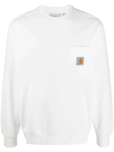 Shop Carhartt Pocket Logo Patch Sweatshirt In White