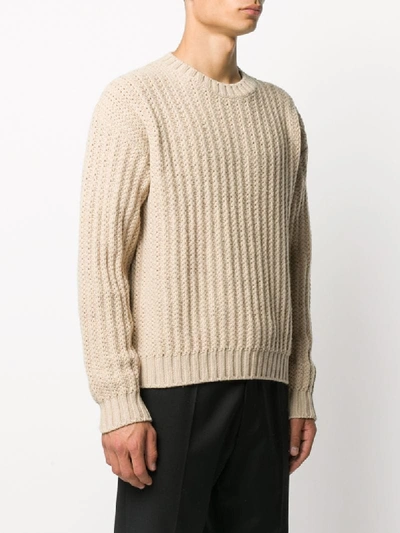 Shop Ferragamo Rib-knit Wool Jumper In Neutrals