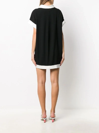 Shop Paule Ka Contrast Trim Shift Dress In Black