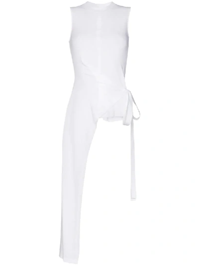 Shop Rosetta Getty Tie Waist Asymmetric Top In White