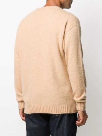 Shop Laneus Crew Neck Jumper In Neutrals