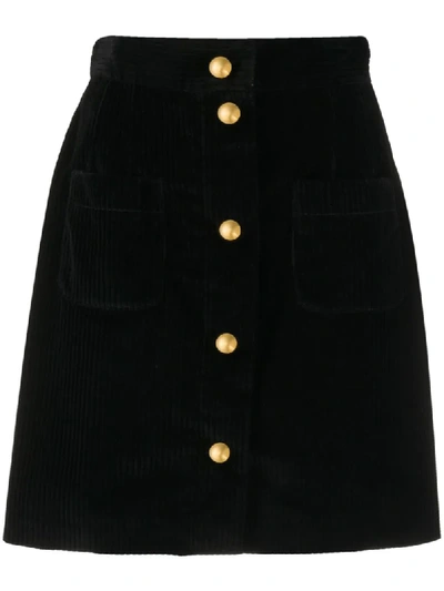 Shop Dolce & Gabbana Corduroy Straight-fit Skirt In Black