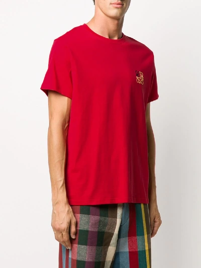 Shop Loewe Logo-embroidered T-shirt In Red