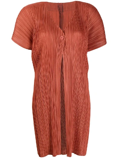 Shop Issey Miyake Plissé Cardigan In Orange