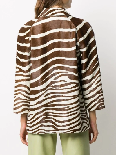 Shop Gucci Zebra-print Button-up Jacket In Brown