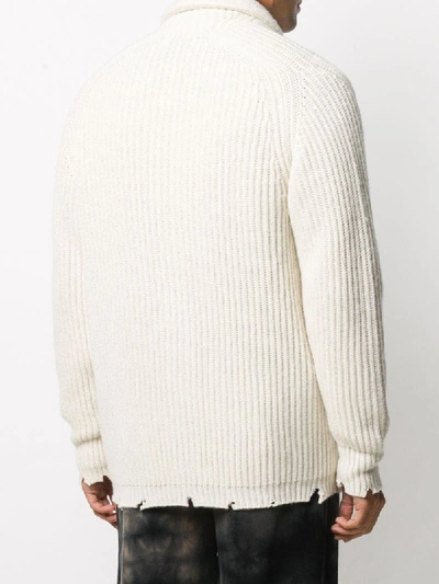 Shop Laneus Rib Knit Cardigan In White