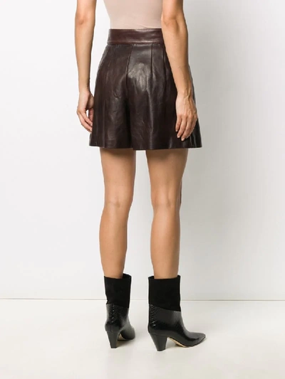 Shop Dolce & Gabbana Pleated Leather Shorts In Brown