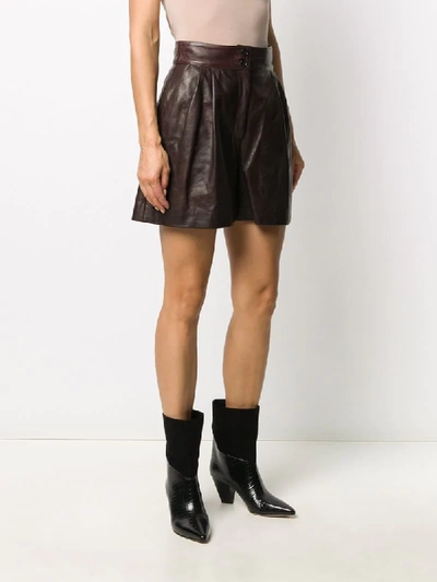 Shop Dolce & Gabbana Pleated Leather Shorts In Brown