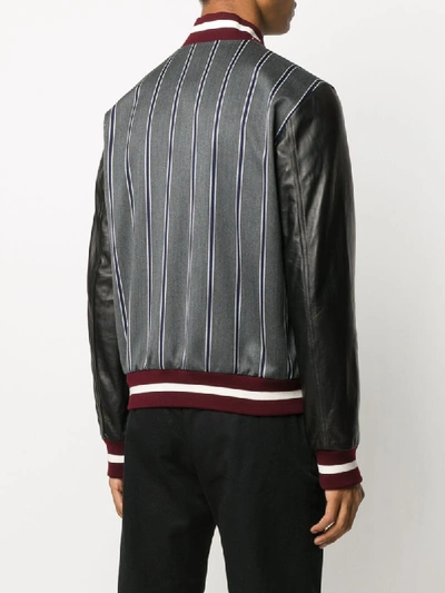 Shop Dsquared2 Striped Bomber Jacket In Grey
