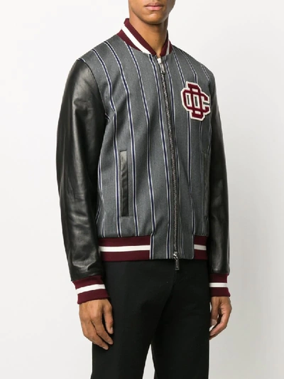 Shop Dsquared2 Striped Bomber Jacket In Grey