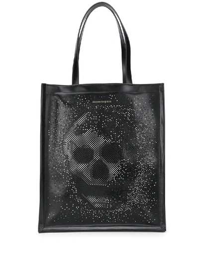 Shop Alexander Mcqueen Skull Studded Tote Bag In Black