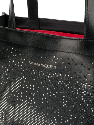 Shop Alexander Mcqueen Skull Studded Tote Bag In Black