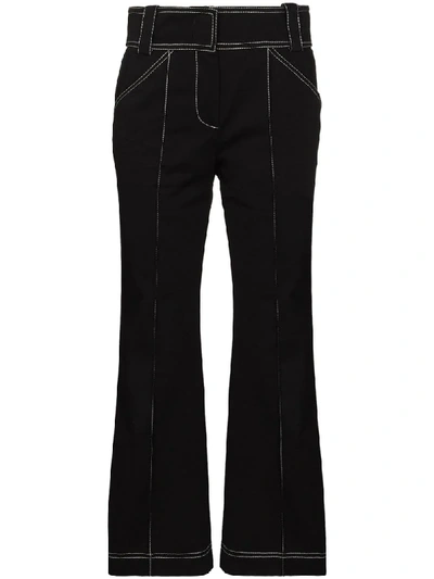 Shop Fendi Kick Flared Trousers In Black