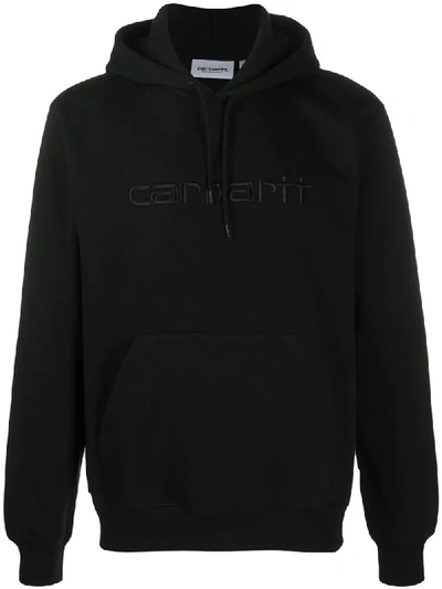 Shop Carhartt Embroidered Logo Hoodie In Black