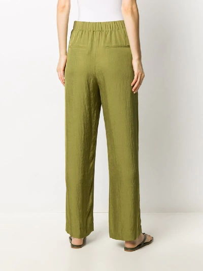 Shop Vince Pleated-detail Straight-leg Trousers In Green