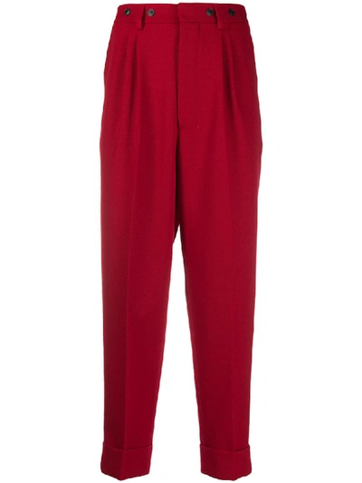 Shop Ami Alexandre Mattiussi Pleated Carrot-fit Trousers In Red