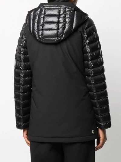 Shop Colmar Quilted-panel Hooded Jacket In Black