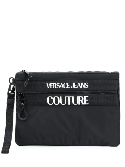 Shop Versace Jeans Couture Logo-print Pouch In Black