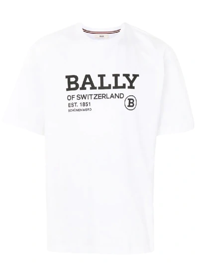 Shop Bally Logo Print Short-sleeved T-shirt In White