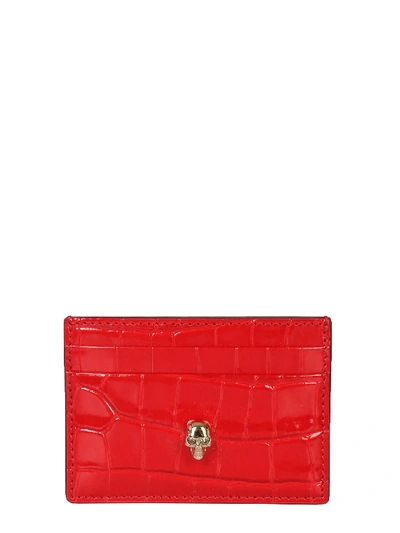 Shop Alexander Mcqueen Card Holder With Skull In Rosso