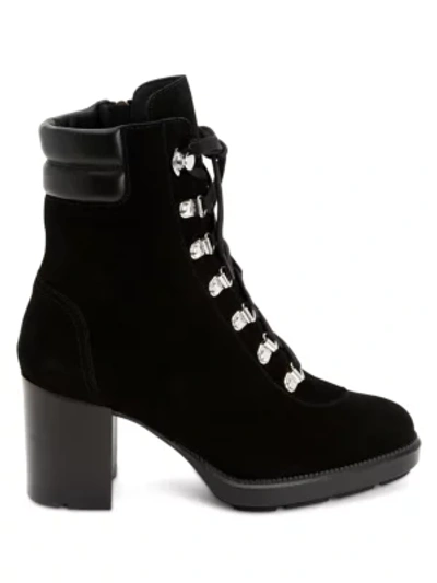 Shop Aquatalia Iriana Block-heel Suede Hiking Boots In Black
