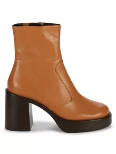 Shop Simon Miller Women's Raid Leather Platform Ankle Boots In Toffee