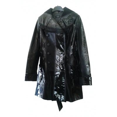 Pre-owned Alaïa Leather Trench Coat In Black
