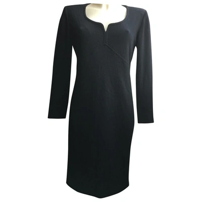 Pre-owned Saint Laurent Wool Mid-length Dress In Black