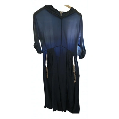 Pre-owned Loewe Silk Mid-length Dress In Blue