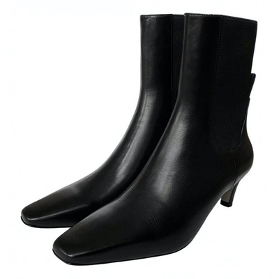 Pre-owned Totême Wide Shaft Black Leather Boots