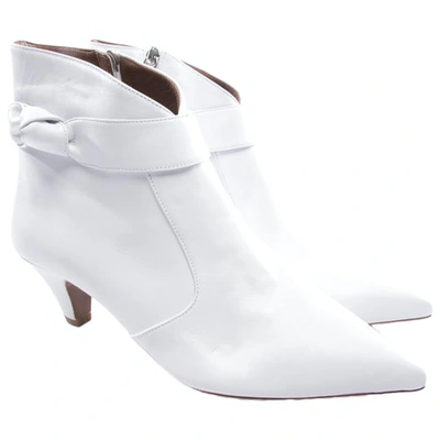 Pre-owned Tabitha Simmons Leather Ankle Boots In White