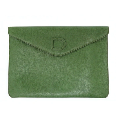 Pre-owned Delvaux Green Leather Clutch Bag